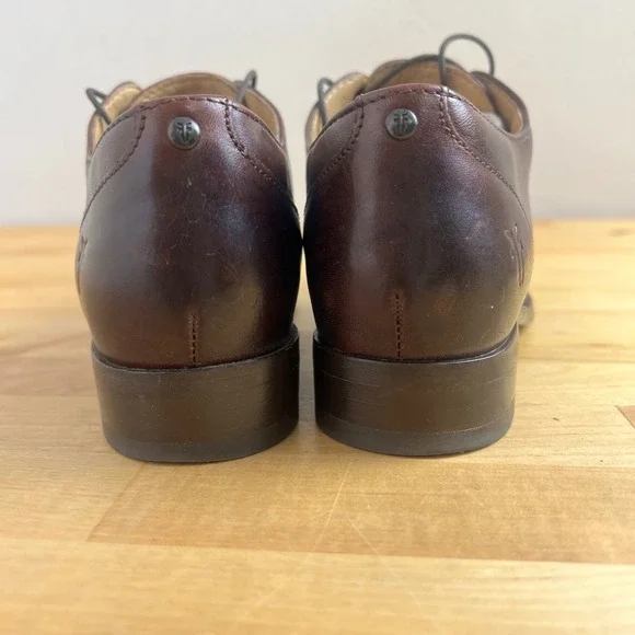 Frye Oxford Dark Brown Leather Melissa Lace Up Derby Shoes Womens Size 6 - Picture 6 of 10